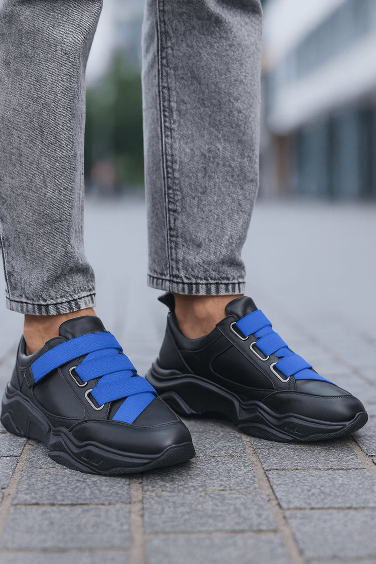 Pantofi Sport de Barbati din Piele Negri cu Elastic - ZOSO