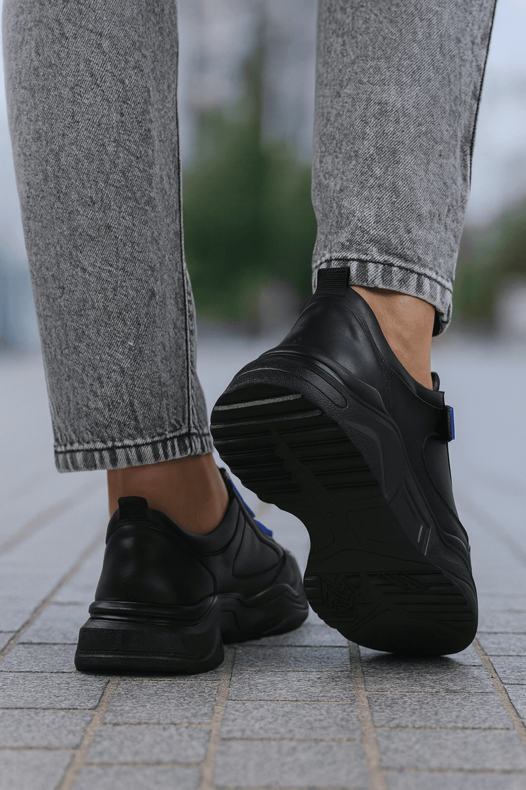 Pantofi Sport de Barbati din Piele Negri cu Elastic - ZOSOPantofi sport barbatiBigiottos Shoes