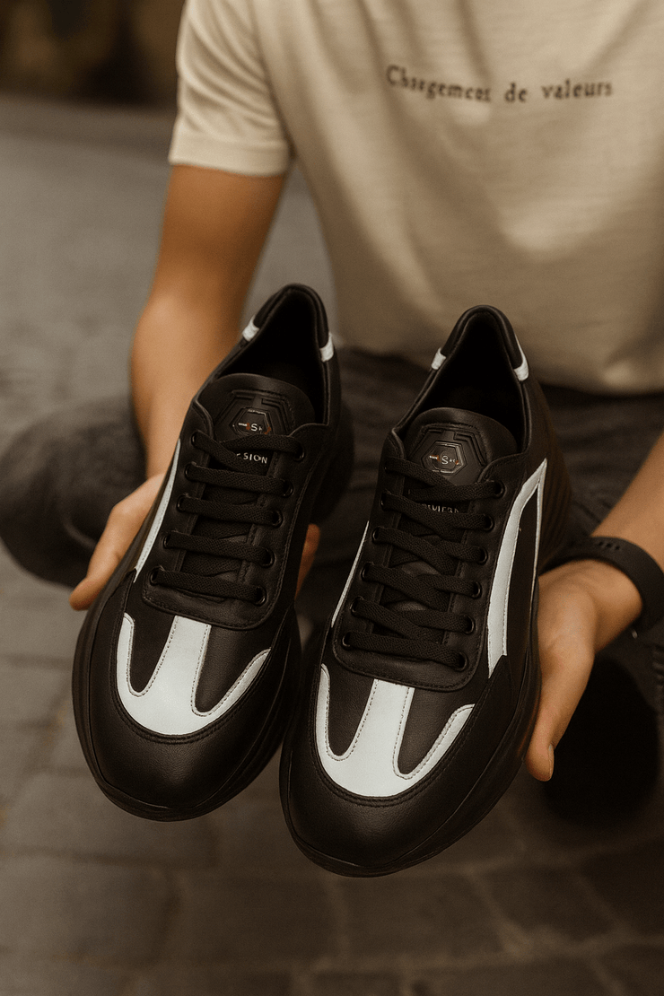 Pantofi Sport de Barbati din Piele Negru cu Alb - MYLEPantofi sport barbatiBigiottos Shoes