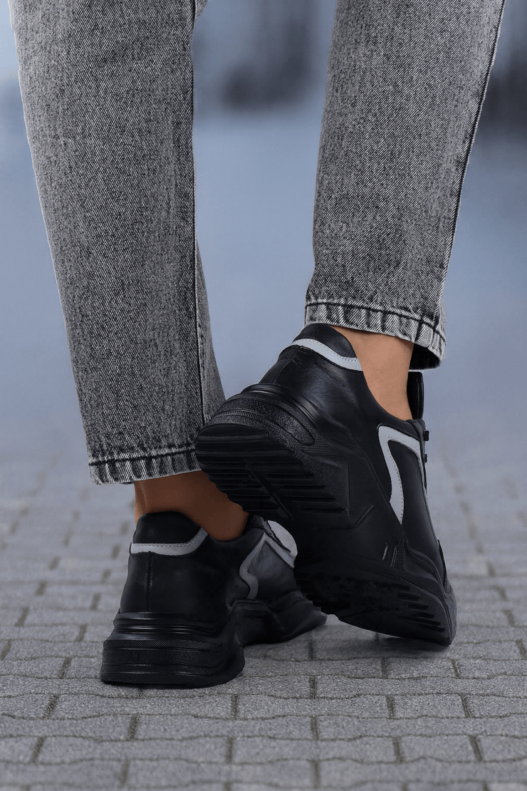 Pantofi Sport de Barbati din Piele Negru cu Gri - MIKEPantofi casual barbatiBigiottos Shoes