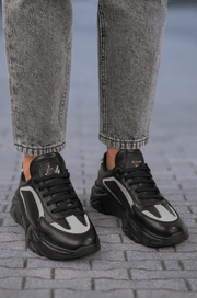 Pantofi Sport de Barbati din Piele Negru cu Gri - MIKEPantofi casual barbatiBigiottos Shoes