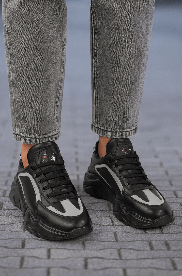 Pantofi Sport de Barbati din Piele Negru cu Gri - MIKEPantofi casual barbatiBigiottos Shoes