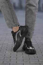 Pantofi Sport de Barbati din Piele Negru cu Gri - MIKEPantofi casual barbatiBigiottos Shoes