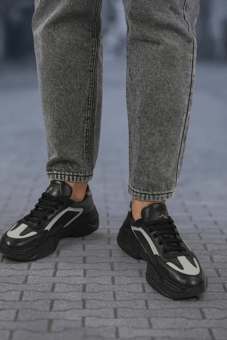 Pantofi Sport de Barbati din Piele Negru cu Gri - MIKEPantofi casual barbatiBigiottos Shoes