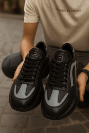 Pantofi Sport de Barbati din Piele Negru cu Gri - MIKEPantofi casual barbatiBigiottos Shoes