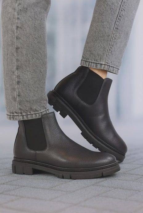 Ghete Casual Barbati din Piele Negru - VENTO