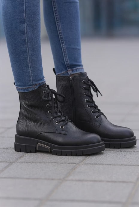 Ghete Dama din Piele Negre cu Fermoar - ORY