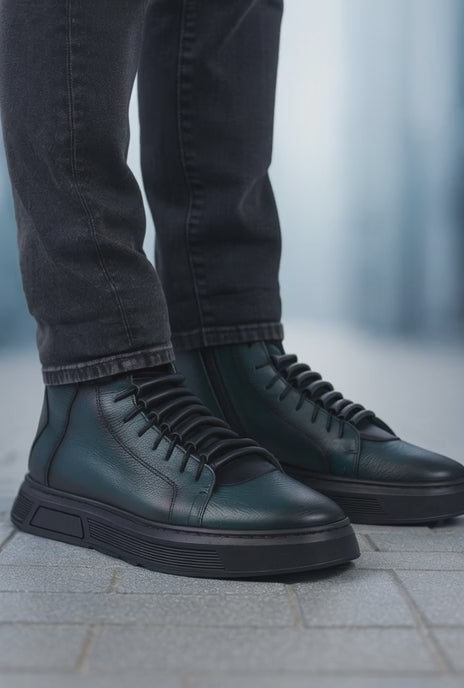 Ghete Casual Barbati din Piele Verde - PRIMO