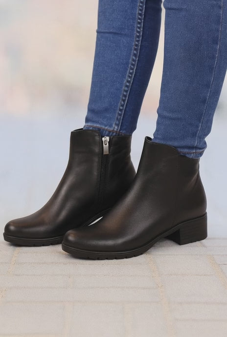 Ghete Dama din Piele Negre cu Fermoar - ORE