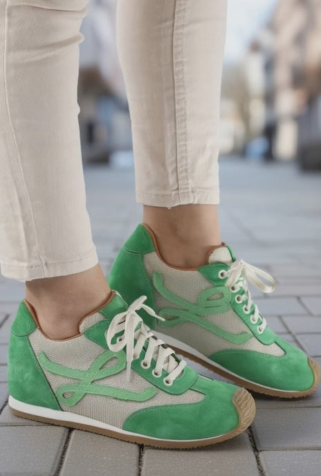Sneakers Dama din Piele Verde - OMY GREEN – Bigiottos Shoes