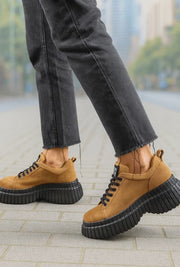 Pantofi Casual din Piele Intoarsa Camel - NOLA