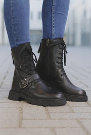 Ghete Casual Dama din Piele cu Catarama - LYN