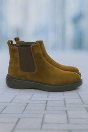 Ghete Casual Barbati din Piele Intoarsa Camel - KIRO