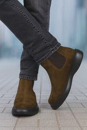 Ghete Casual Barbati din Piele Intoarsa Camel - KIRO