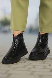 Ghete Casual Dama din Piele Lac Negre - CARA