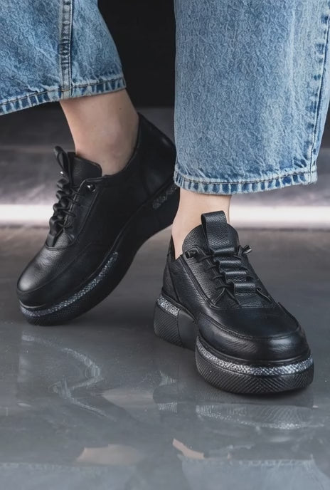 Pantofi Sport-Casual Dama din Piele Negru - Siena