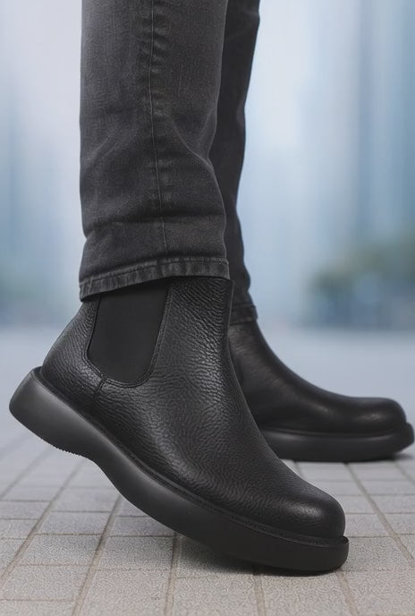 Ghete Casual Barbati din Piele Negre - KIRL