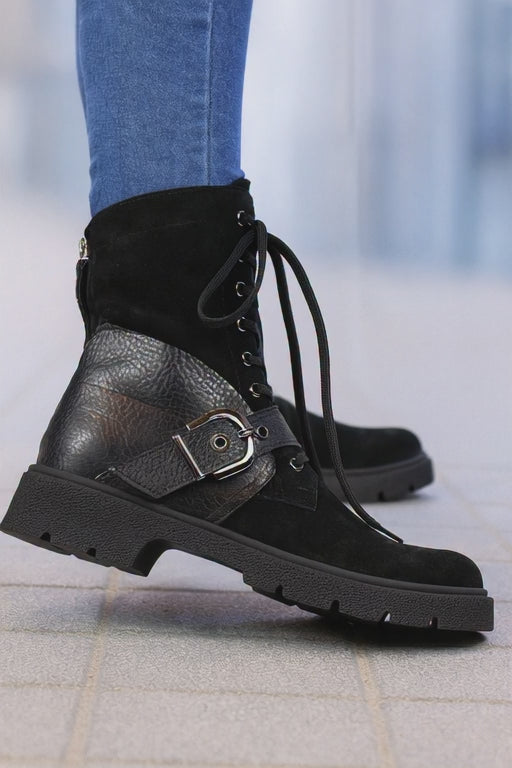 Ghete Casual Dama din Piele Intoarsa cu Catarama - LYA