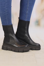 Ghete Casual Dama din Piele Negre cu Elastic - WYT