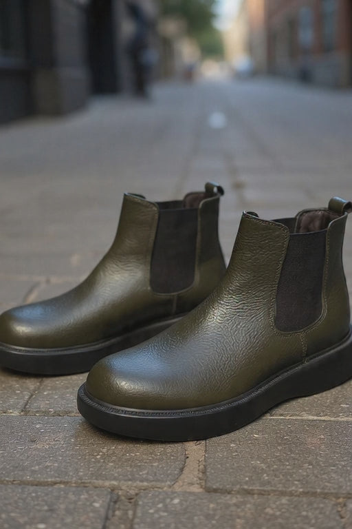 Ghete Casual Barbati din Piele Verde - KIRS