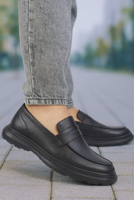 Pantofi Casual Barbati din Piele Negri - ZIN