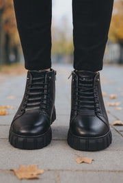 Ghete Casual din Piele Box Negre - PIKA