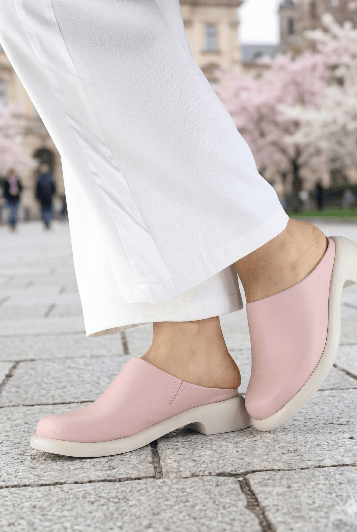 Risavat Roz Saboti din Piele Naturala Roz - ZYREZ PUDRA – Bigiottos Shoes