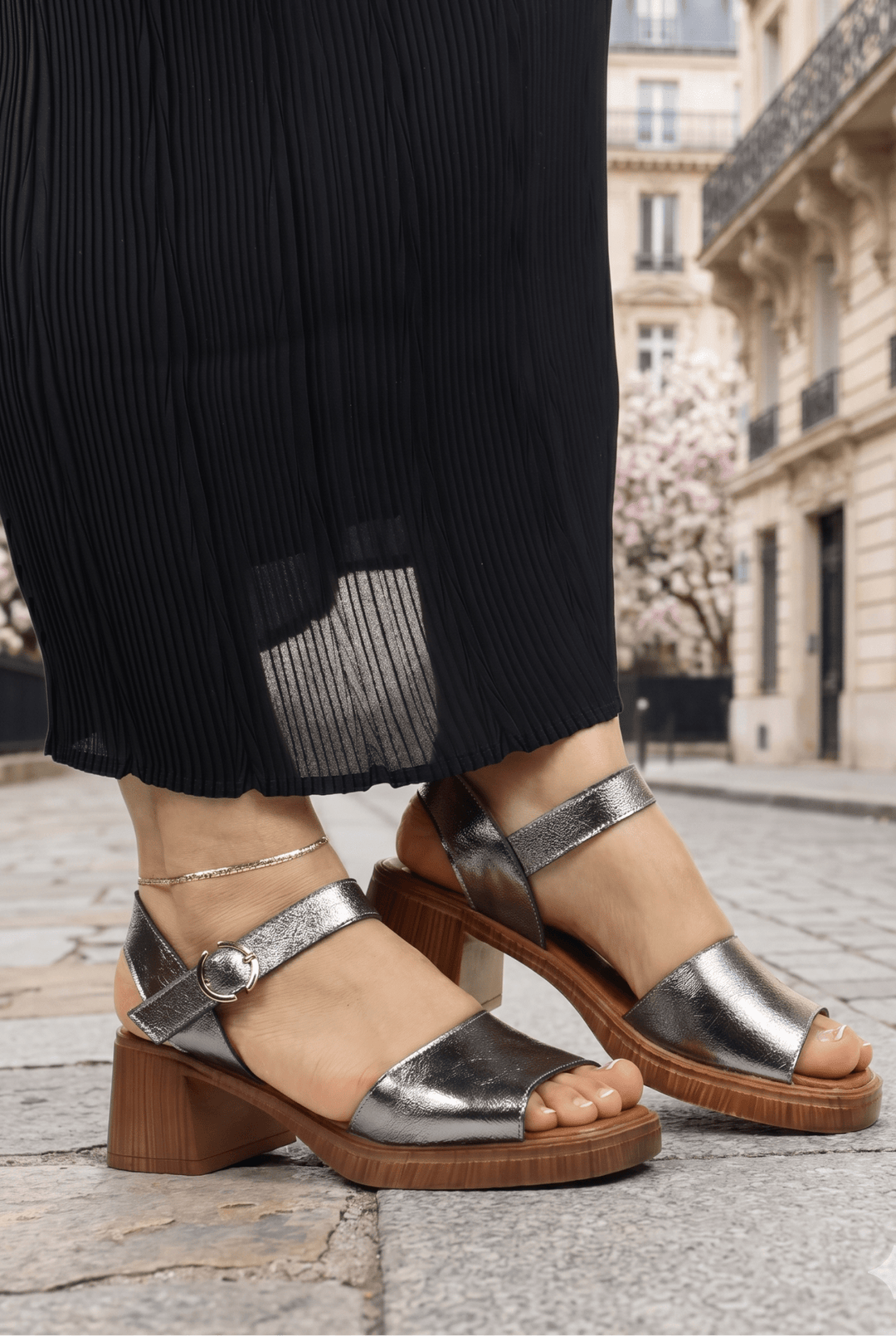Bindas様 Sandale cu Toc din Piele Argintie - WYNA OTEL – Bigiottos Shoes