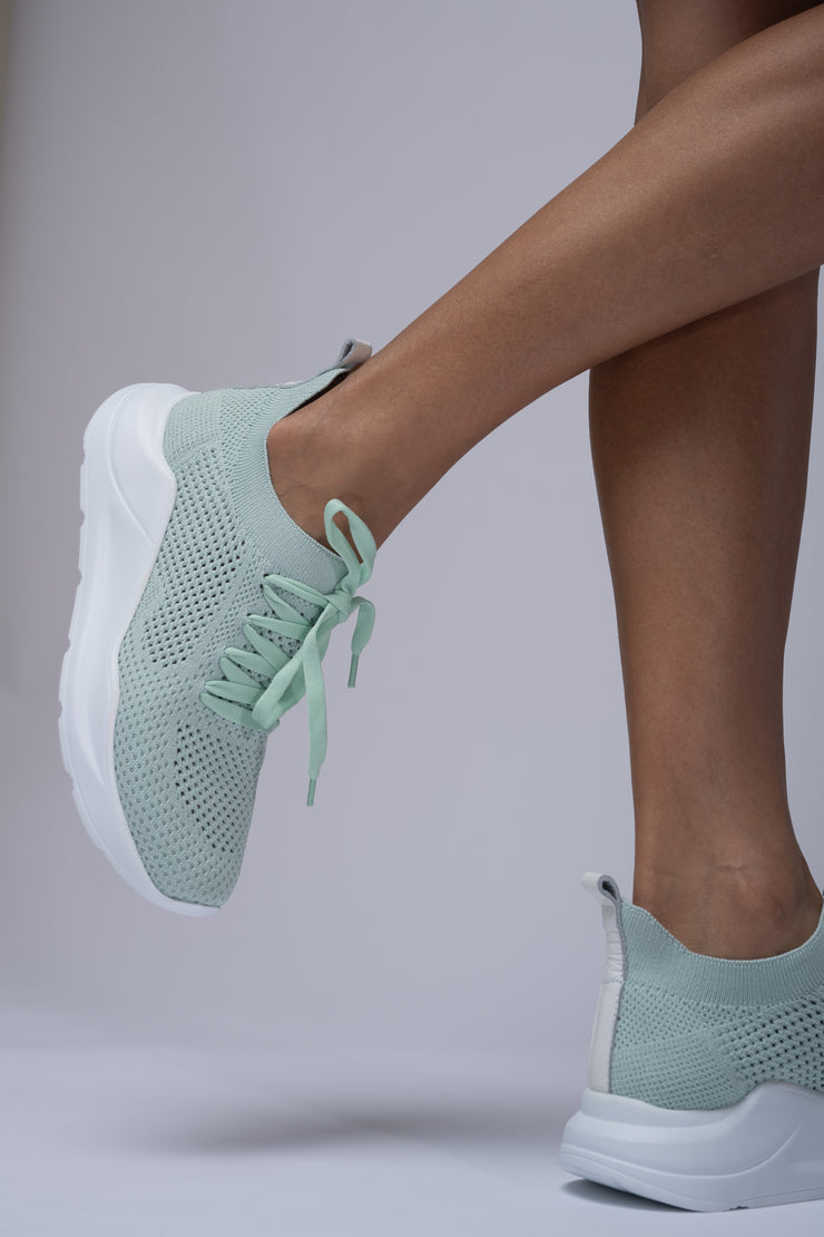 Pantofi sport dama verzi material textil