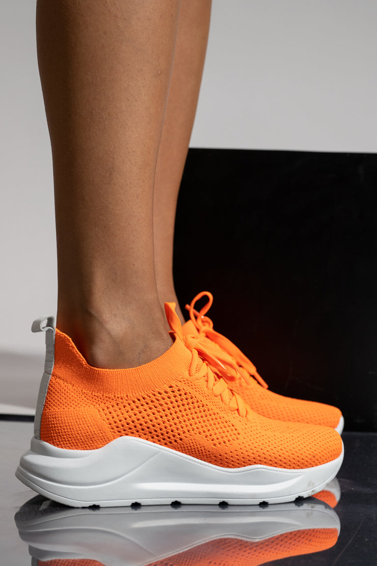 Pantofi sport dama portocalii material textil