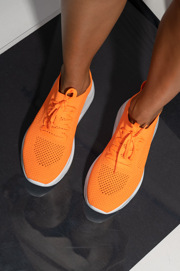 Pantofi sport dama portocalii material textil