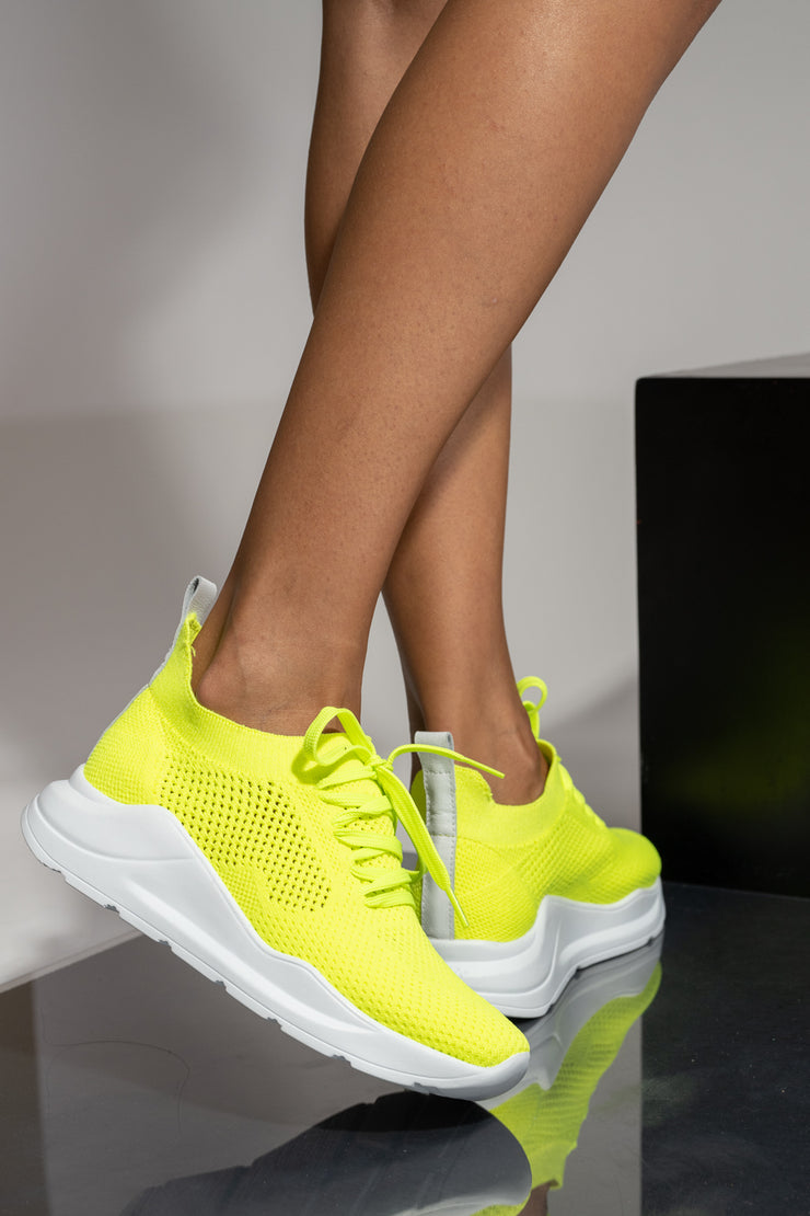 Pantofi sport dama galbeni neon material textil