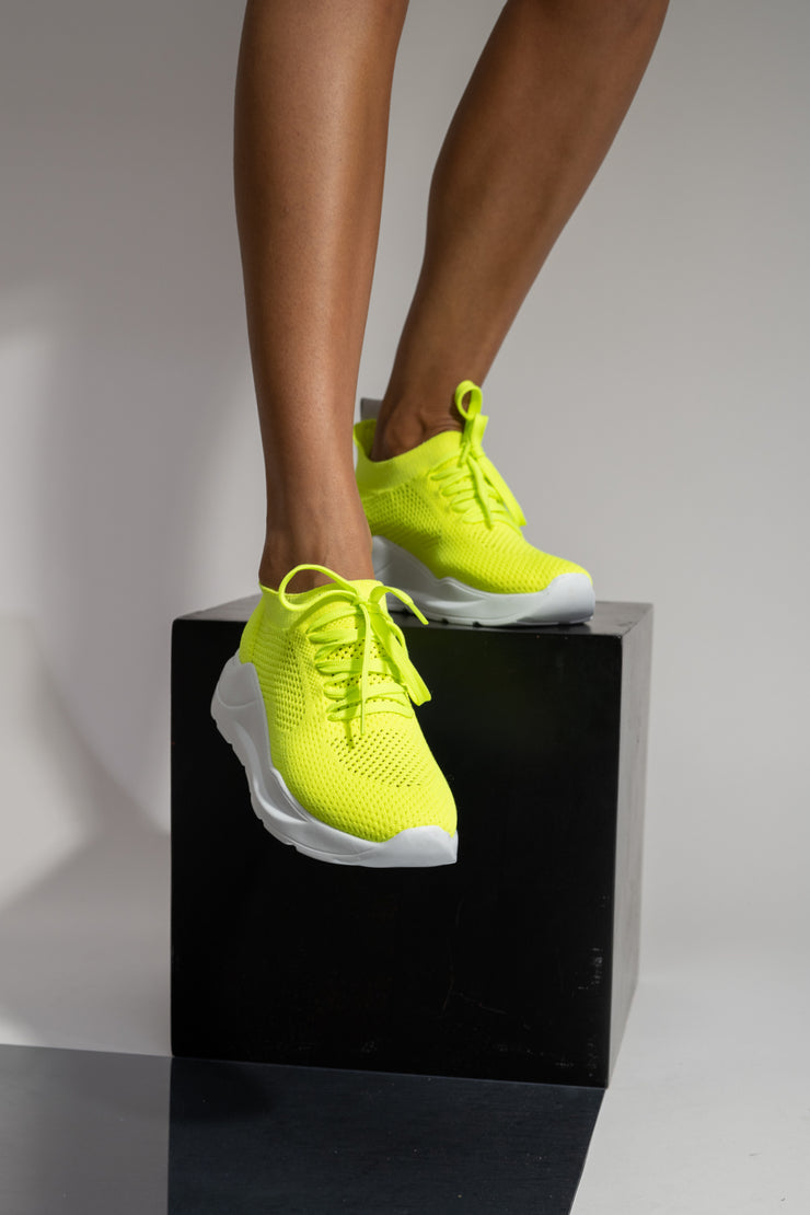 Pantofi sport dama galbeni neon material textil