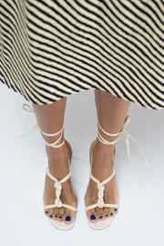 Sandale dama cu toc subtire piele naturala crem