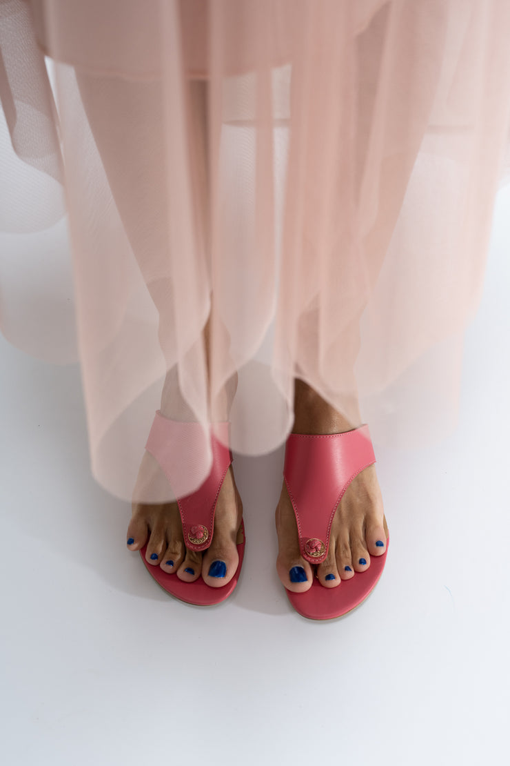 Papuci dama piele naturala roz