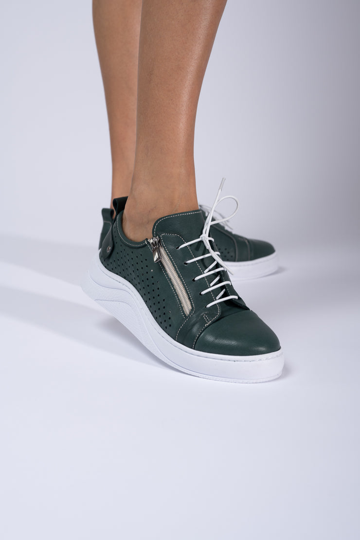 Pantofi sport dama piele naturala verde