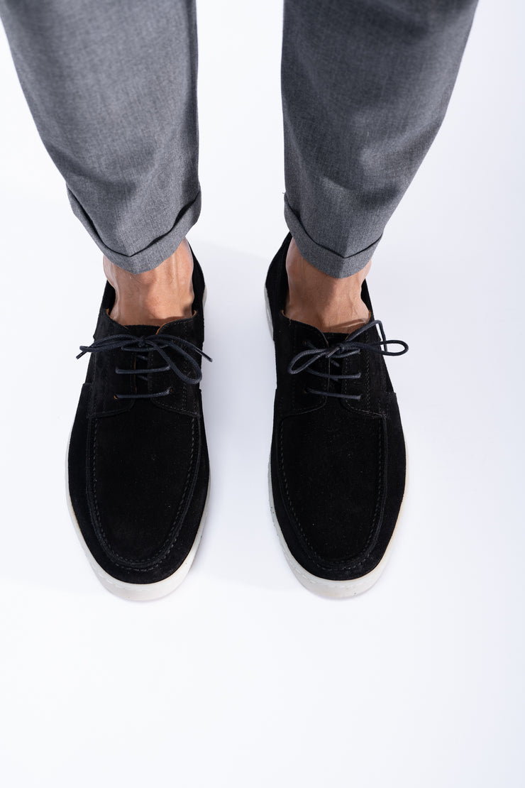 Pantofi barbati casual piele intoarsa neagra