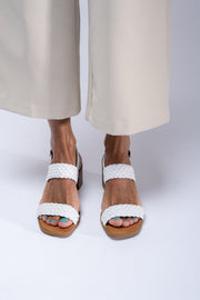 Sandale dama cu toc piele naturala alba