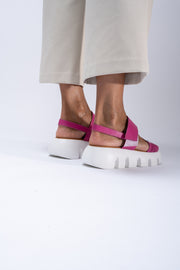 Sandale dama talpa groasa piele naturala roz