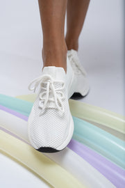 Pantofi sport dama albi material textil
