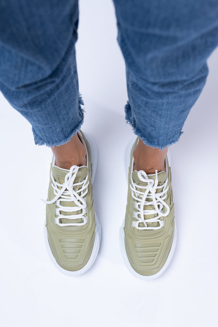 Pantofi sport dama piele naturala verde